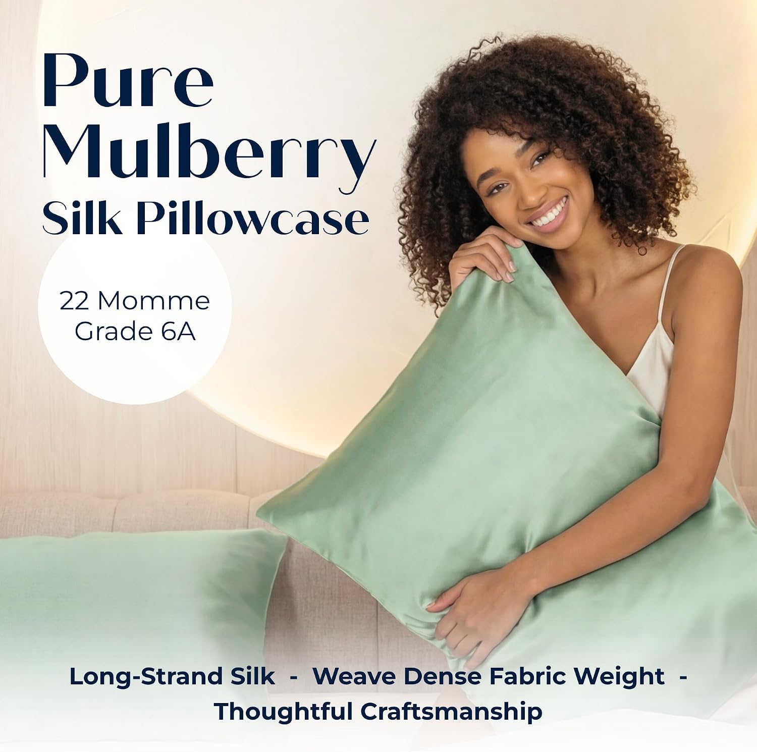 Mulberry Silk Pillowcase – Pure Silk Pillow Cover for Healthier Hair & Smoother Skin – Soft, Breathable and Temperature-Regulating…