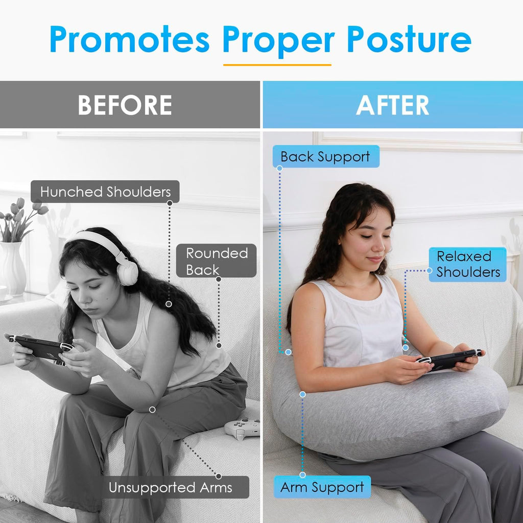 QUEEN ROSE Reading Pillow for Gaming, Lap Desk Pillow for Sitting in Bed or Sofa, Compact Arm Support Pillow for Reading, Playing or…