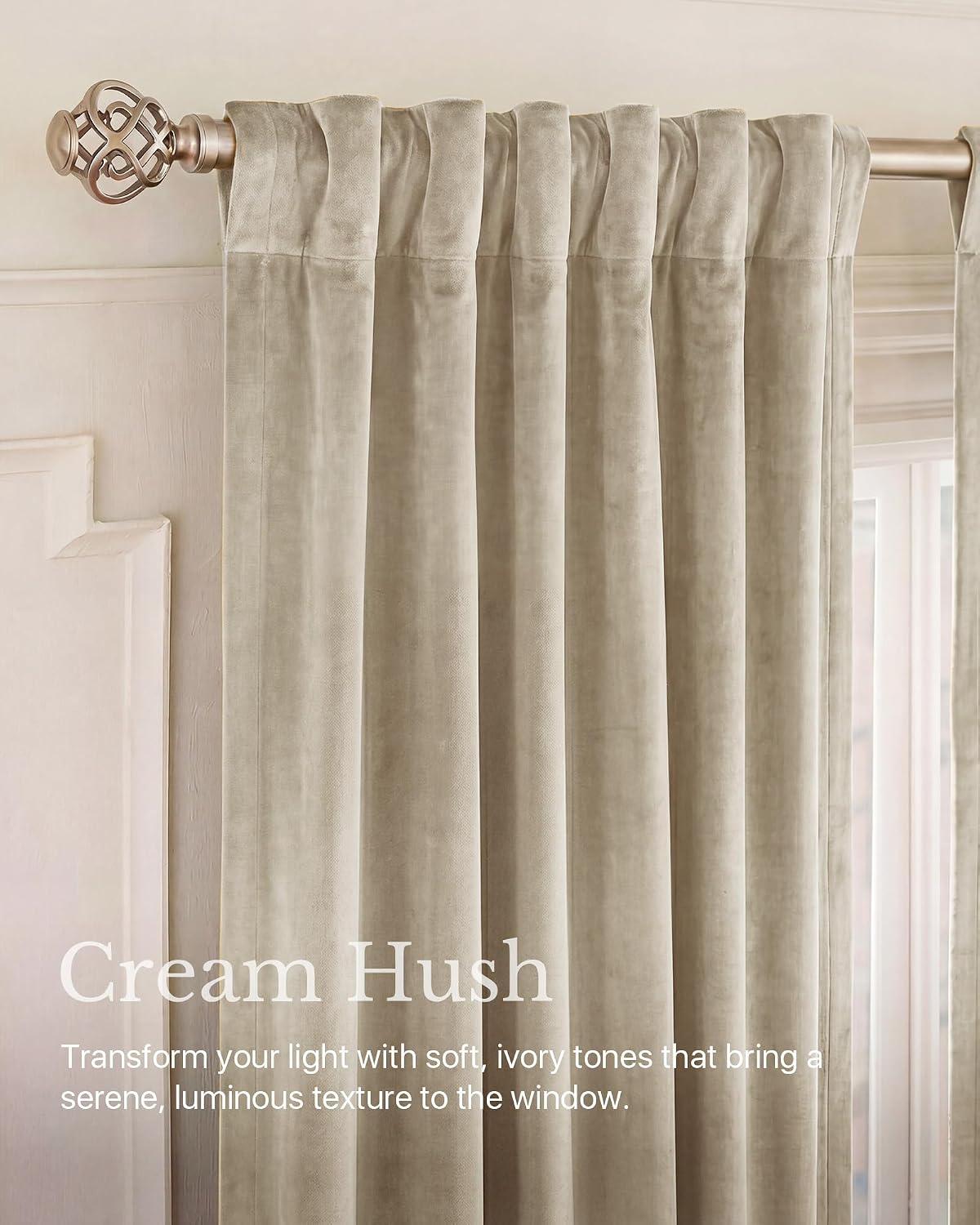 Nicetown Cream Velvet Curtains 84 inches Long for Bedroom, Rod Pocket & Back Tab Luxury Home Decor Heavyweight Room Darkening Window Treatm…