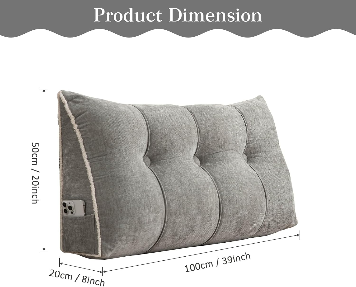 Foreate Headboard Pillow Twin, Chenille Triangular Wedge Pillow Headboard Twin Size, Reading Setting Backrest Daybed Pillows for Bed Sofa…