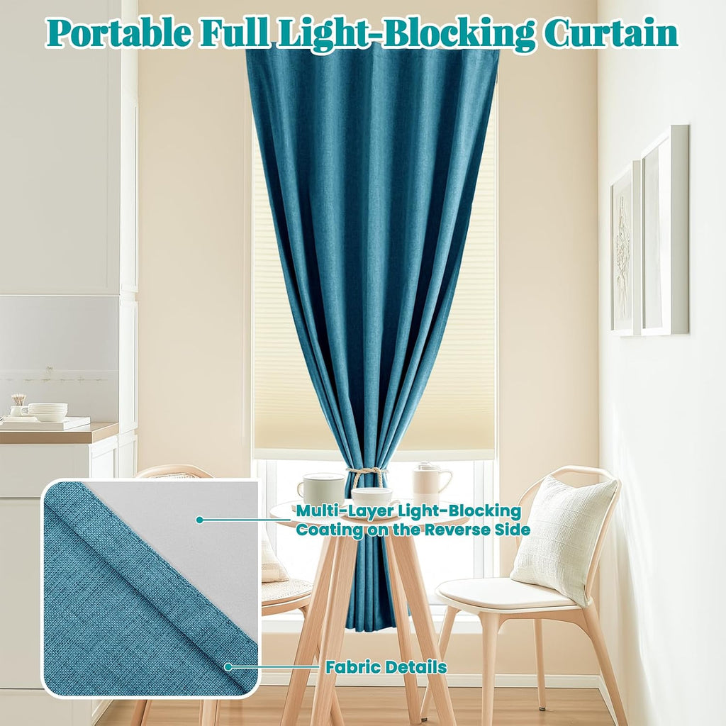 100% Blackout Self Adhesive Portable Curtains for Bedroom Easy to Install Window Thermal Lnsulated Kitchen Room Darkening Small Window…