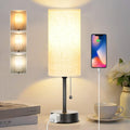 Bedside Table Lamp for Bedroom, 3-Color Small Lamps with Pull Chain, Bedroom Table Lamps for Night stands, Desk Reading Light AC Outlet…