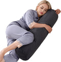 1Middleone 1 MIDDLE ONE Body Pillow for Adults, Long Bolster Pillow for Bed, Decorative Round Roll Hug Pillow with Corduroy Cover (Dark Gre…