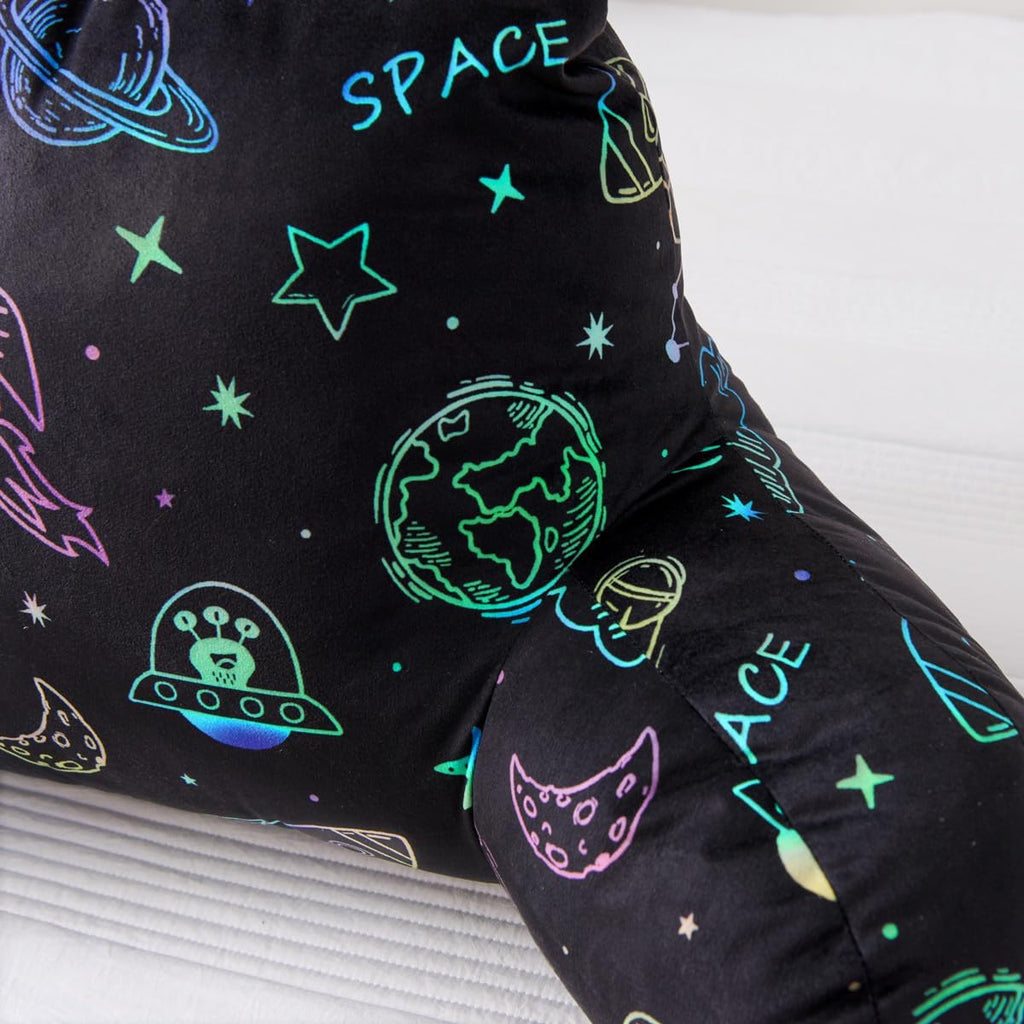 Ntbed Space Printed Reading Pillow Bed Wedge Backrest with Arms, Couch TV Relax Bed Rest Pillow Back Support Cushion for Kids Teens Boys Gi…