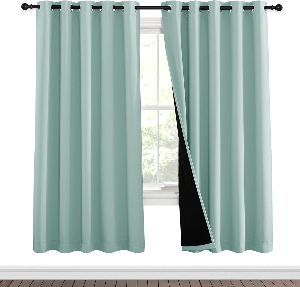 Nicetown 100% Blackout Window Curtain Panels, Full Light Blocking Drapes with Black Liner for Nursery, 72-inch Drop Thermal Insulated Drape…