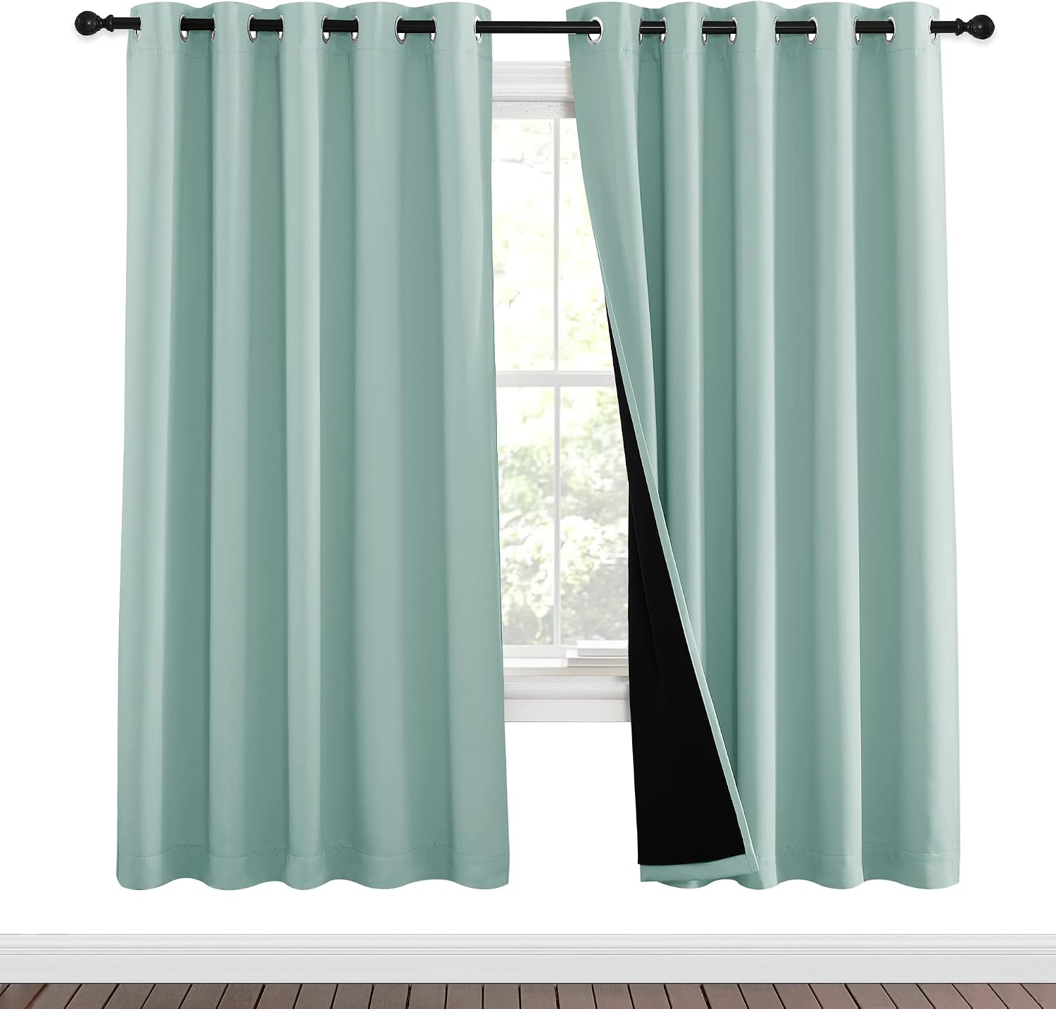 Nicetown 100% Blackout Window Curtain Panels, Full Light Blocking Drapes with Black Liner for Nursery, 72-inch Drop Thermal Insulated Drape…