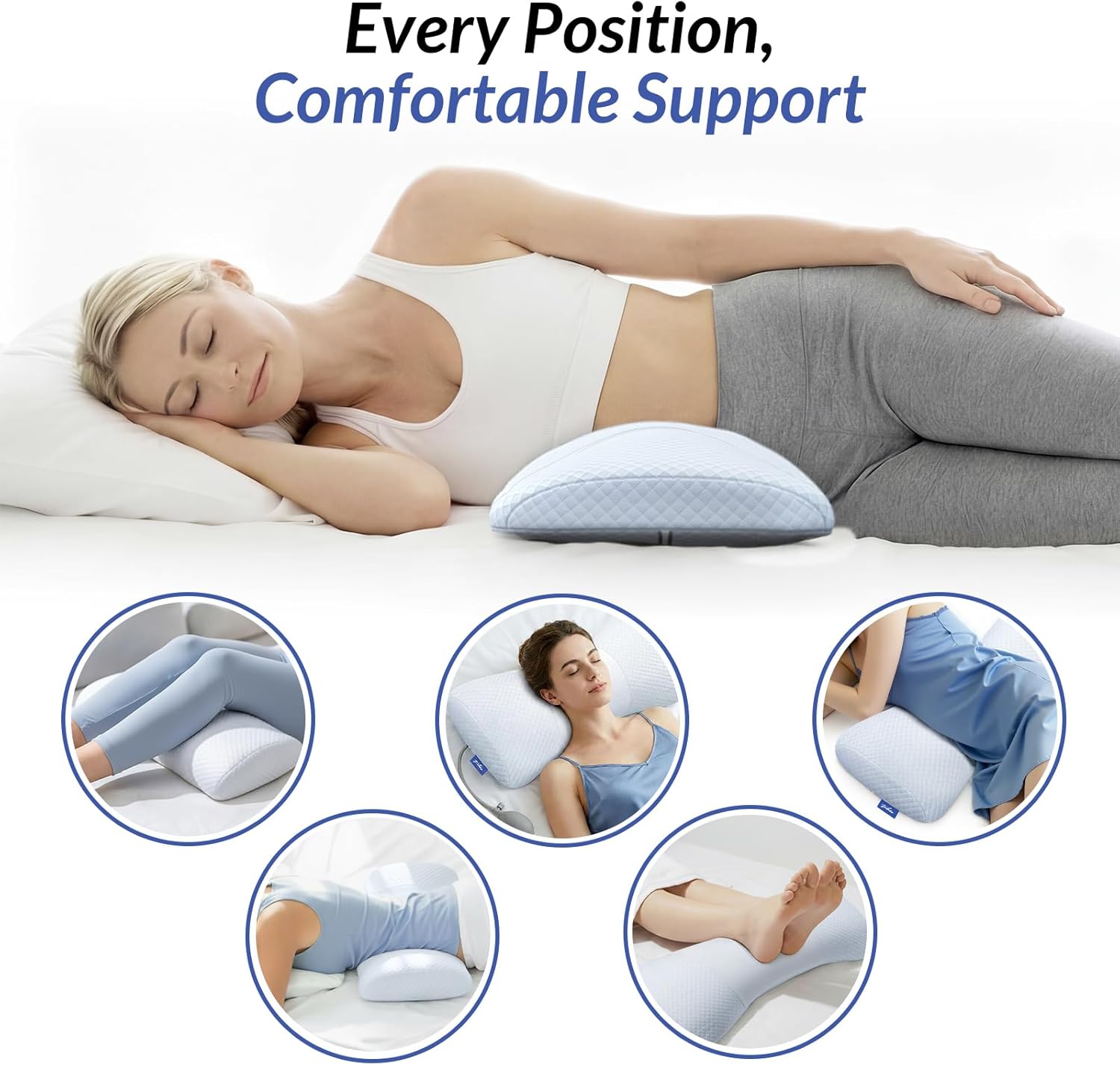 Zikee Inflatable Lumbar Support Pillow for Bed with Customized Lower Back & Support, Memory Foam Back Support for Side & Back Sleeping, Bed…