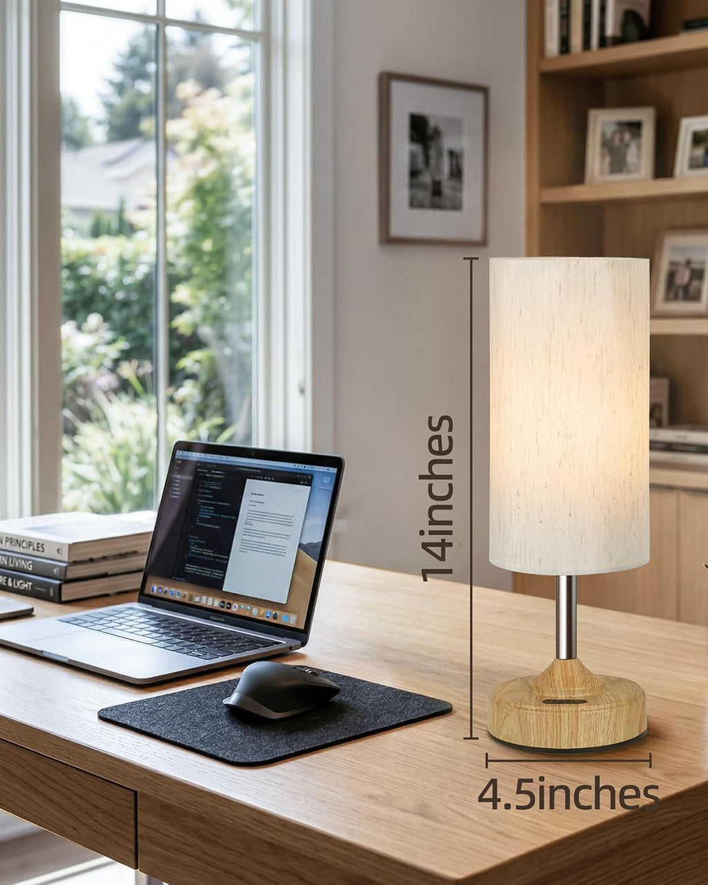 EZVALO Cordless Table Lamp, Ambient Light, Wood-Grain Finish, Dimmable, Touch, Timer, 2700K, Decor, Portable, Wireless, Rechargeable…