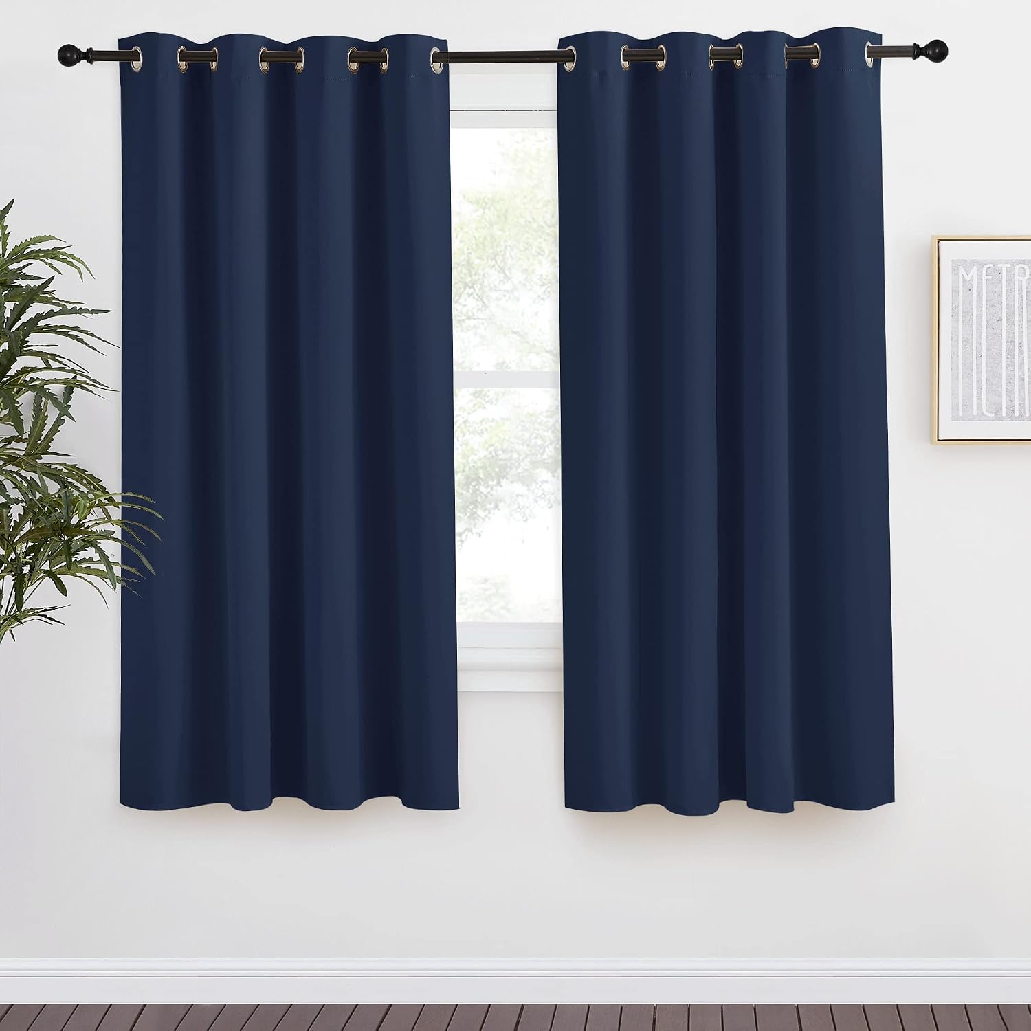 NICETOWN Blackout Curtain Panel, Navy Blue, 55 inches Wide by 68 inches Long, 1 PC, Light Blocking Room Darkening Drape/Drapery for…
