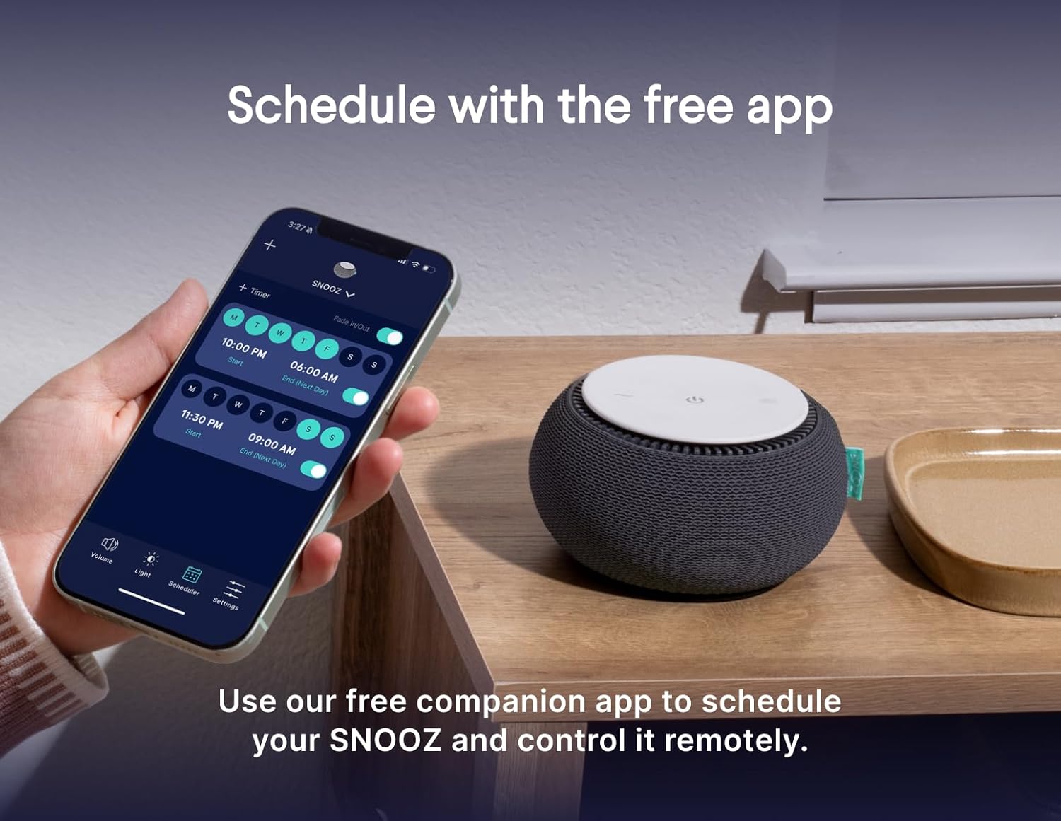 Snooz Smart White Noise Machine - Real Fan Inside for Non-Looping Sound, Portable for Adults, Dogs, Pets, Travel, Home, Bedroom,…