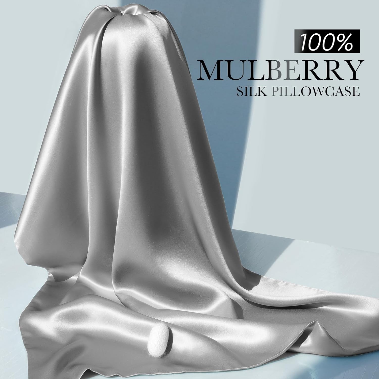 Jjimoo 100% Mulberry Silk Pillowcase for Hair and Skin, 22 Momme Pure Natural Silk Pillow Case Both Sided with Zipper, Pillow Cover for Wom…