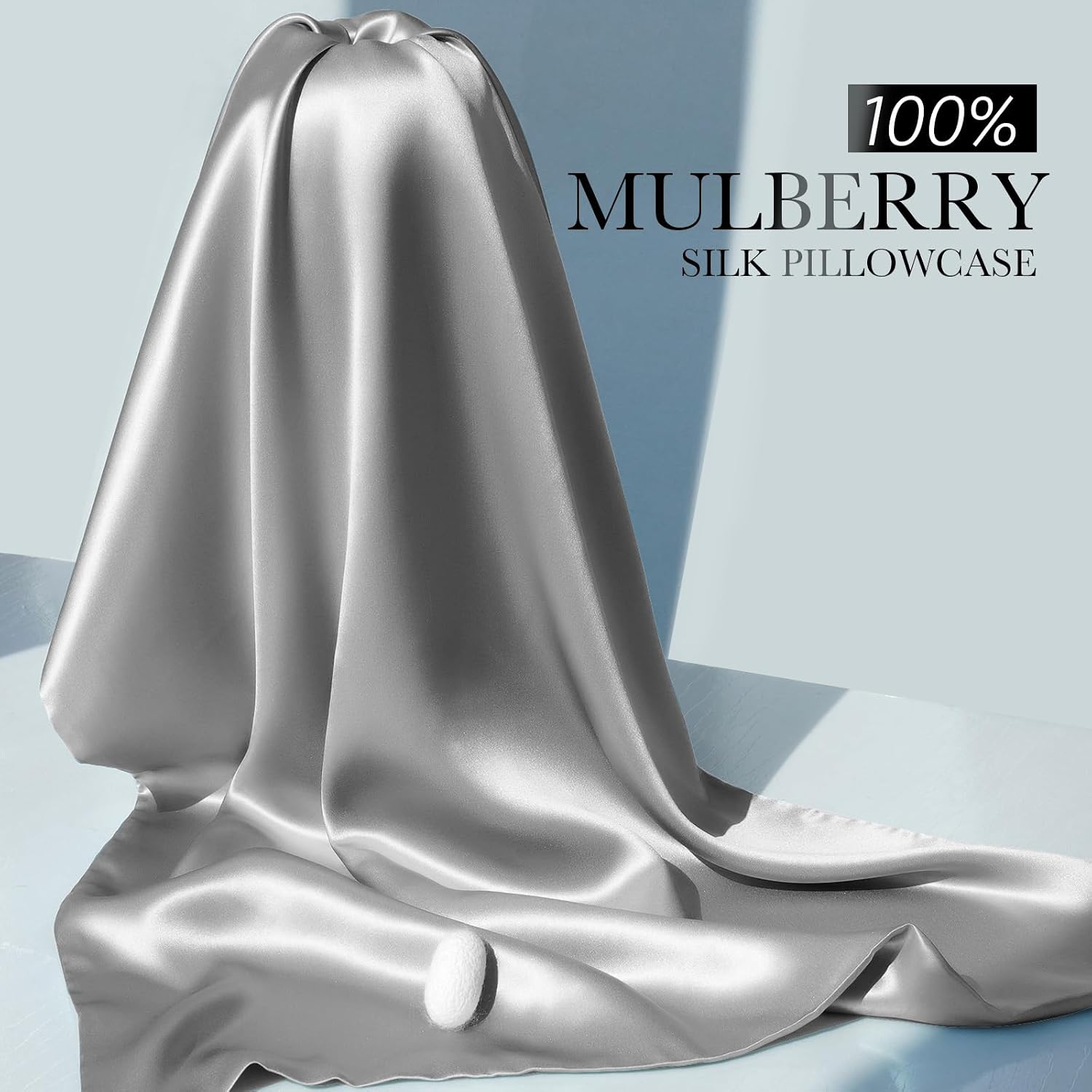 Jjimoo 100% Mulberry Silk Pillowcase for Hair and Skin, 22 Momme Pure Natural Silk Pillow Case Both Sided with Zipper, Pillow Cover for Wom…