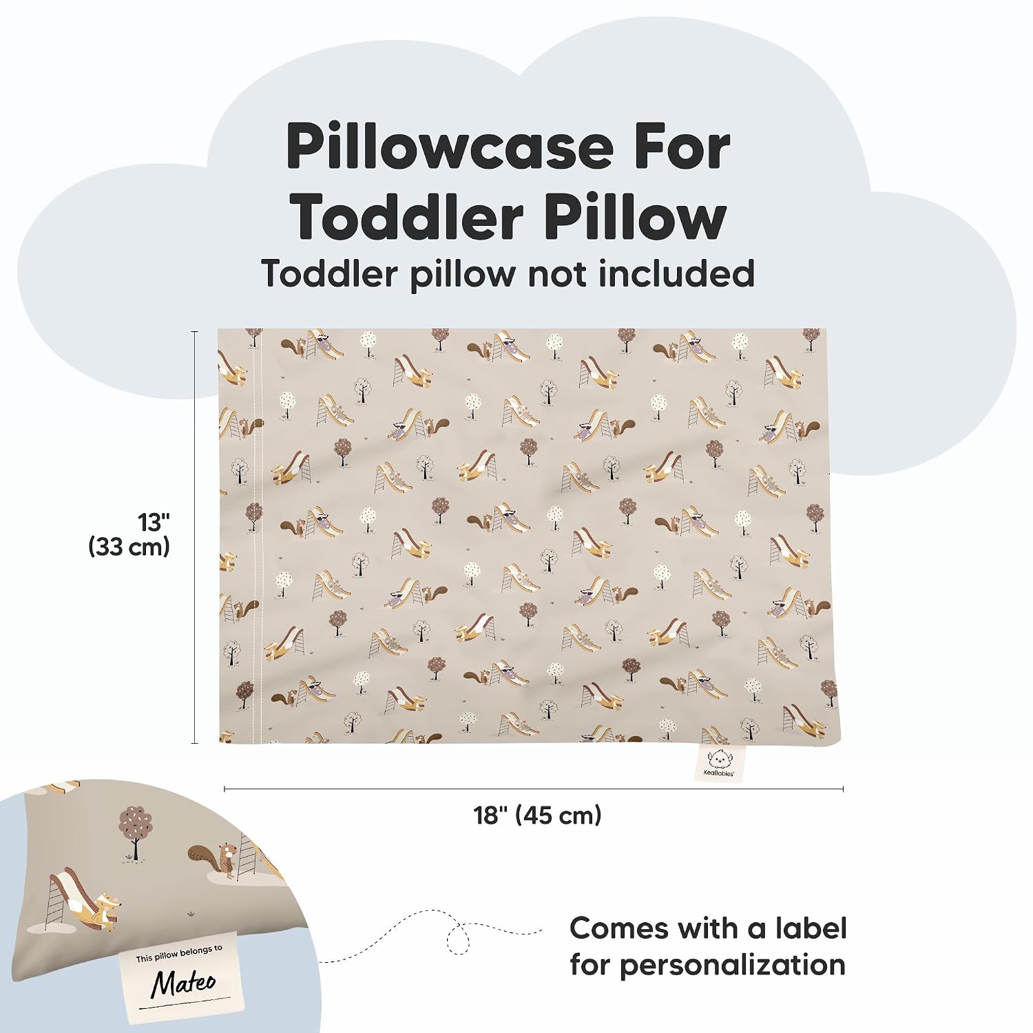 KeaBabies Toddler Pillowcase 13"x18" - Organic Cotton Toddler Pillowcase for Kids, Boys, Girls, Soft & Durable Cotton Cover for Miniature…