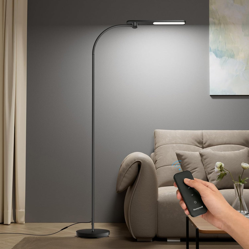 HoneywellAirComfort Honeywell LED Floor Lamp for Reading, CRI97 Full Spectrum Gooseneck Floor Lamp with Remote, Eye-Caring Dimmable Standin…
