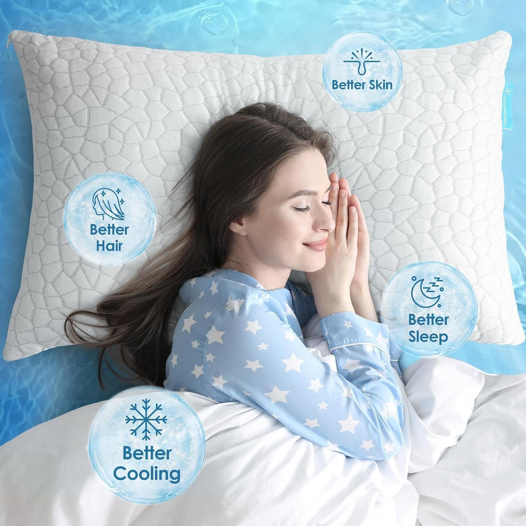 SUPA MODERN Cooling Pillow Standard Size 1 Pack, CertiPUR-US Shredded Memory Foam Pillows, Cool Bed Pillows for Hot Sleepers, Adjustable…
