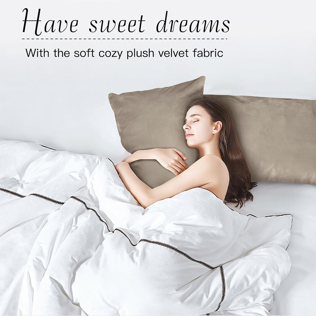 StangH Soft Velvet Pillowcase Bed Pillow Cover for Hair and Skin, Queen Size (Camel Beige, 20 x 30 inches) Set of 2, Luxury Warm Pillow Cov…