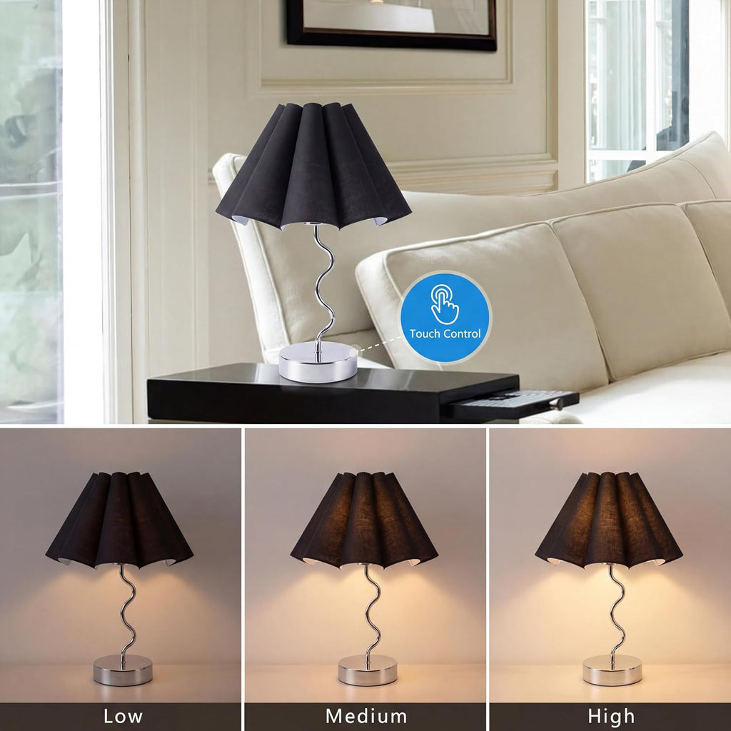EOEYYOYB Pleated Table Lamp, Table Lamp for Bedroom, Bedside Lamps for Nightstand with Linen Lampshade, Modern Lamp for Bedroom Home…