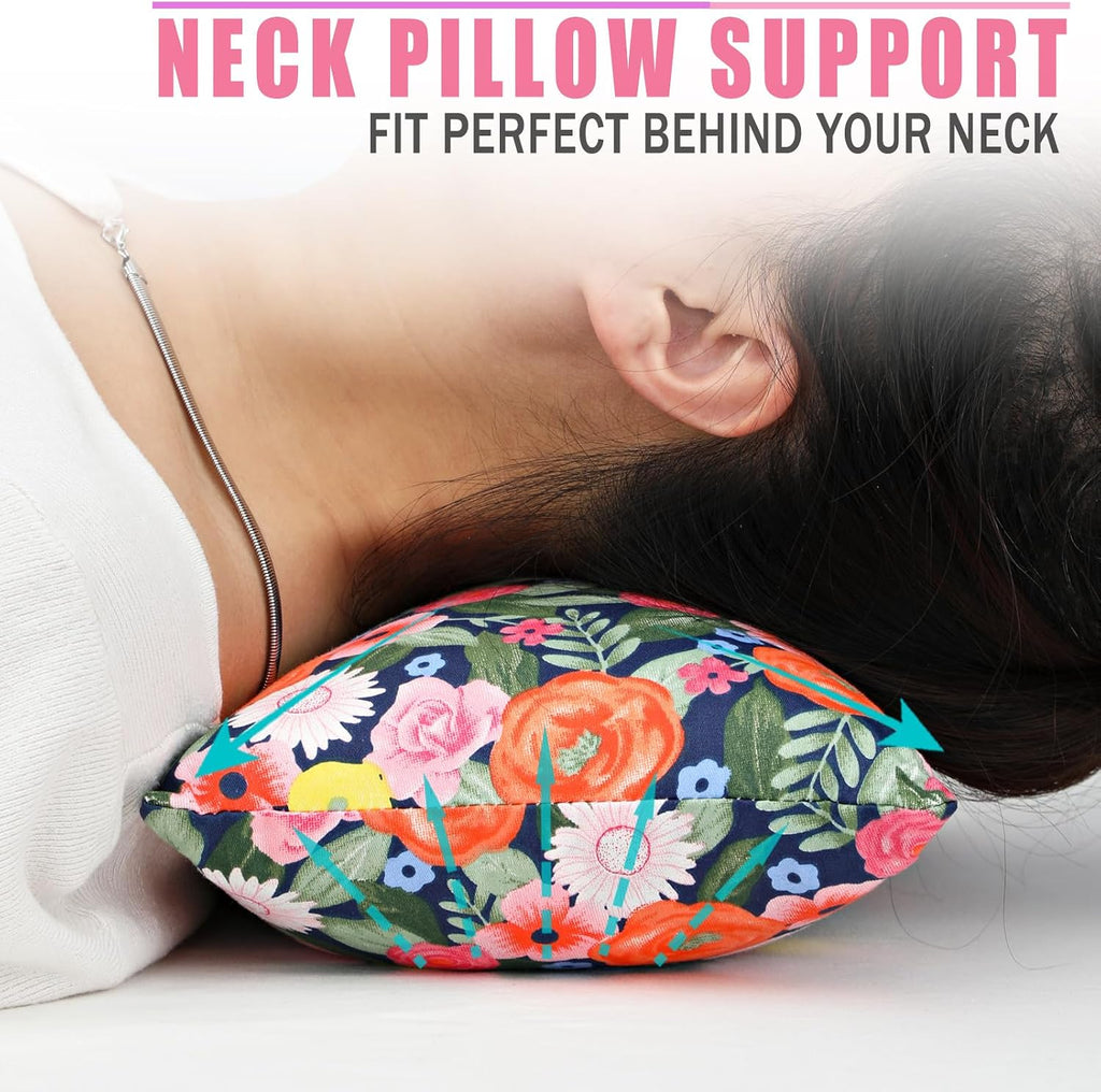 BNRendles Small Neck Pillow for Recliner Chair Neck Support Pillows Plump Adjustable Filling Nap Airplane Sleeping Little Cushion Painting…