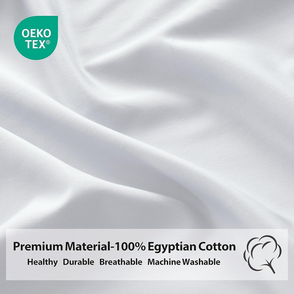 ZaizaiHome King Size Pillow Protector Set of 2, 100% Egyptian Cotton Pillow Cases with Zipper 400 Thread Count Sateen Weave Cotton White Pi…