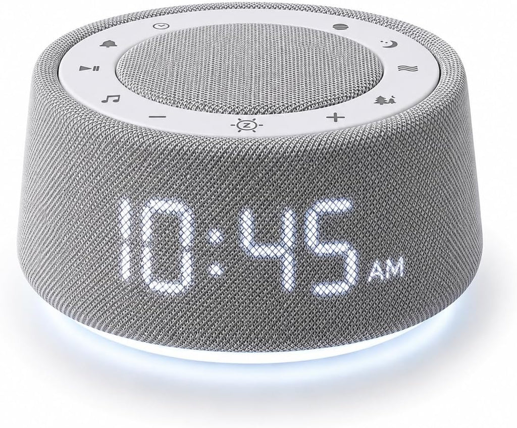 White Noise Alarm Clock for Bedroom, Bluetooth Speaker with Sleep Sounds & Ambient Night Light, Digital Bedside Clock for Adults & Heavy…