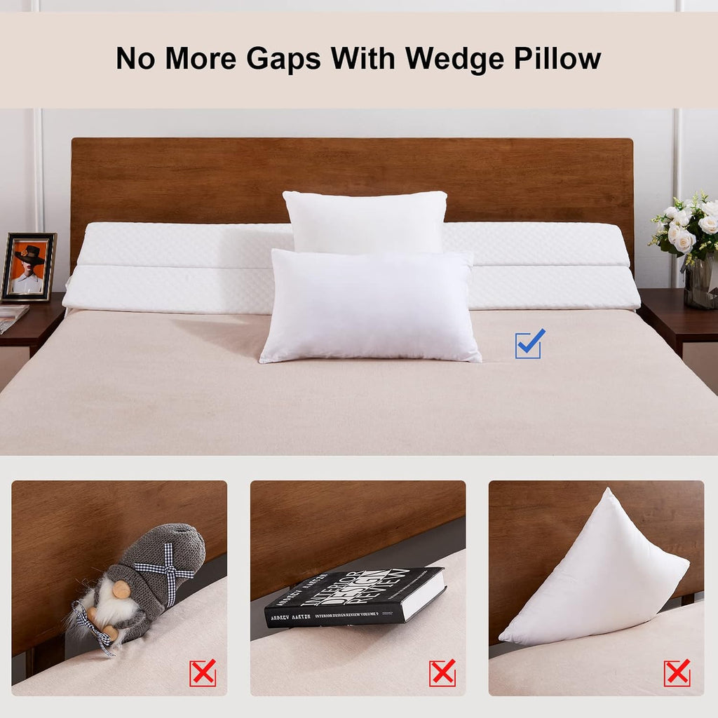 EUHAMS King Size Bed Wedge Pillow - Bed Gap Filler Mattress Wedge Headboard Pillow Close The Gap 0-7" Between Your Headboard and Mattress…