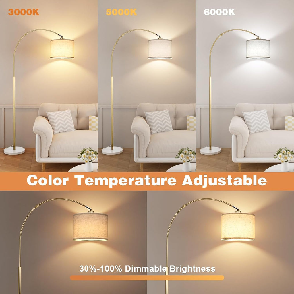 Ambimall Dimmable Arc Floor Lamp with Remote, Color Temperatures and Brightness Adjustable, Arched Floor Lamp with Rotating Head, Over…