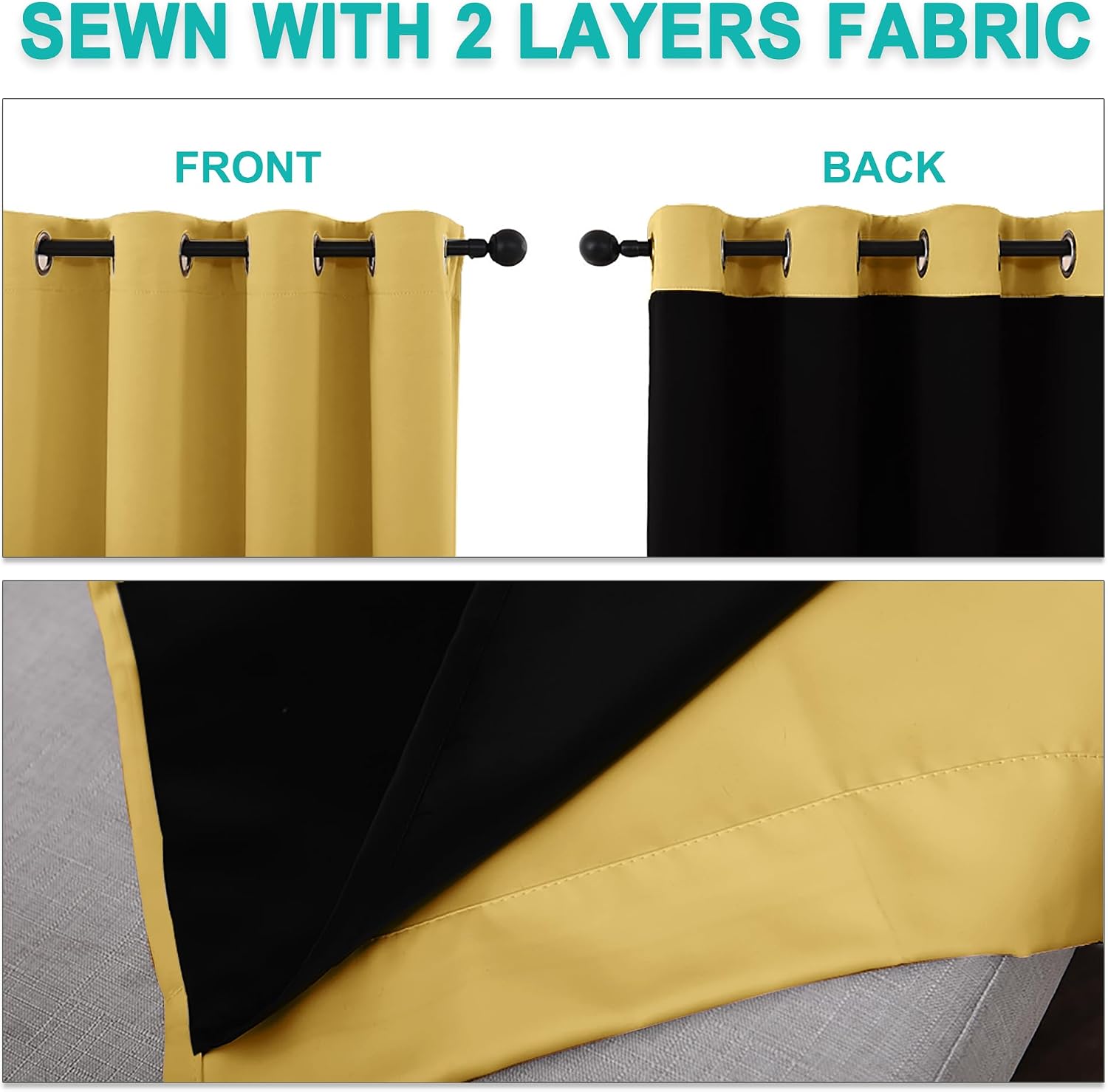 Nicetown 100% Blackout Blinds, Set of 2, 52 inches x 102 inches, Laundry Room Decor Window Treatment Curtains for Large Patio Sliding Door,…