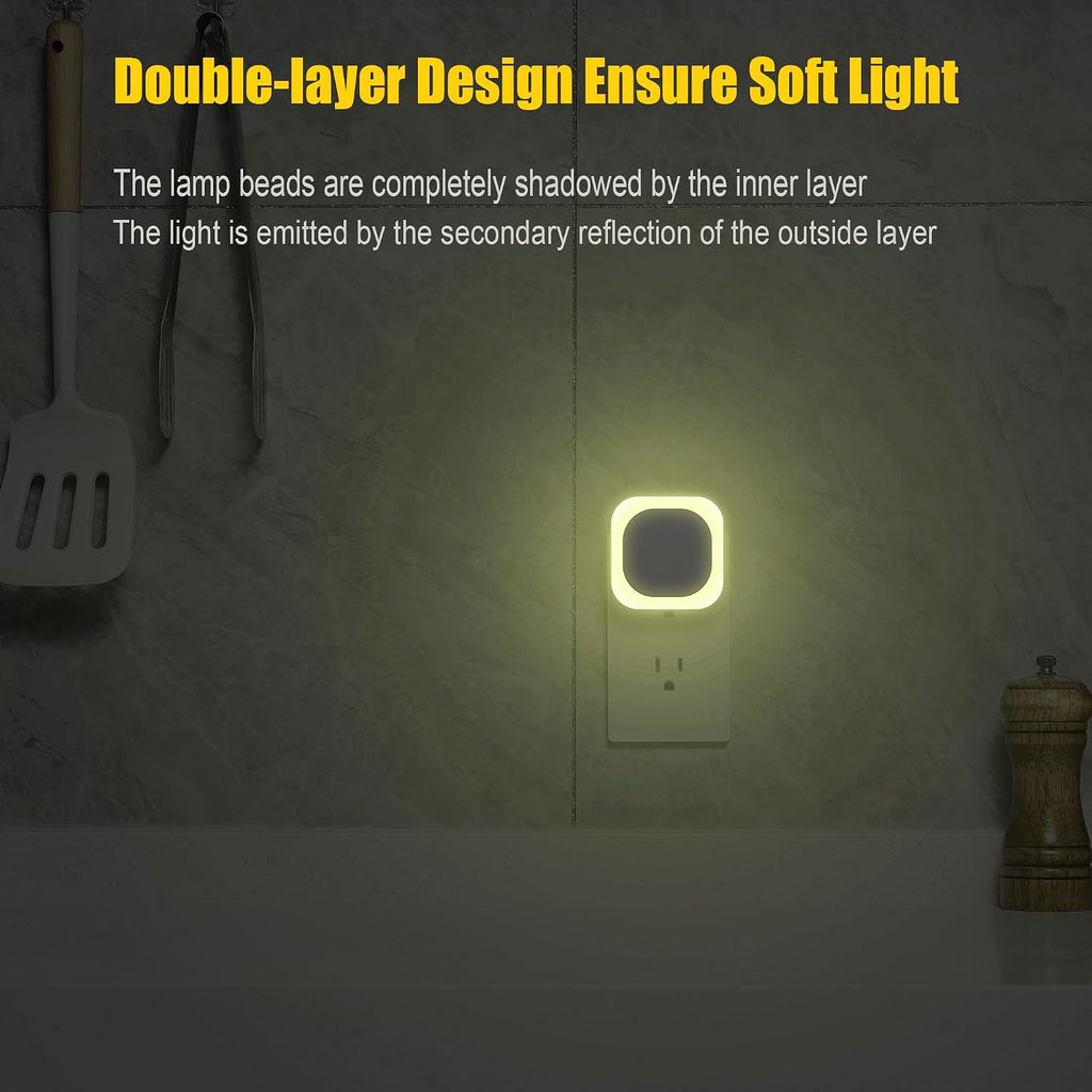 Yunlex 2 Pack Warm White Night Light, Gentle Eye-comfort with Dimmable Soft Glow & Indirect Reflection, Auto Dusk to Dawn Sensor, Plug in…