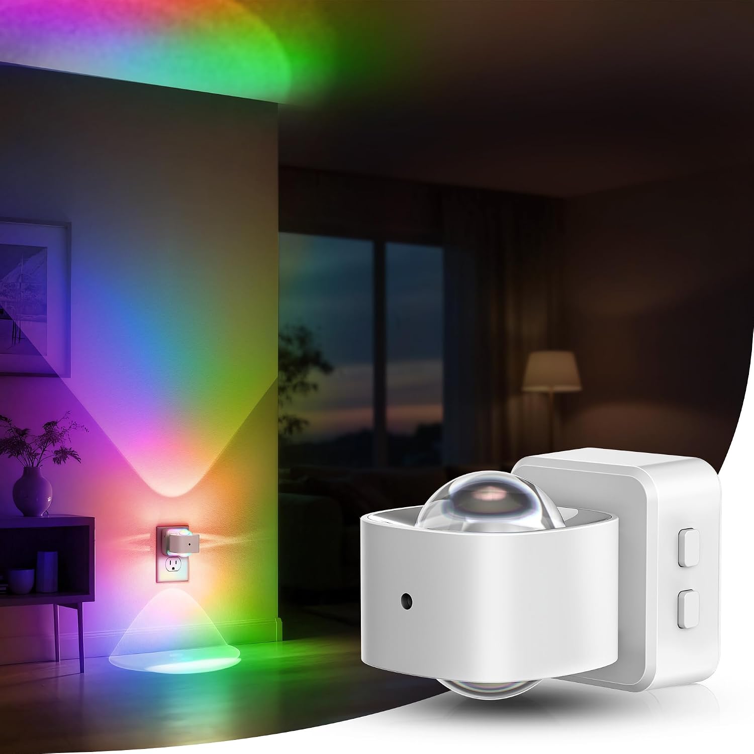 Briignite Night Light Projector, RGB Color Changing Night Light for Kids, 180° Rotating Night Lights Plug into Wall, Dusk to Dawn Sensor…