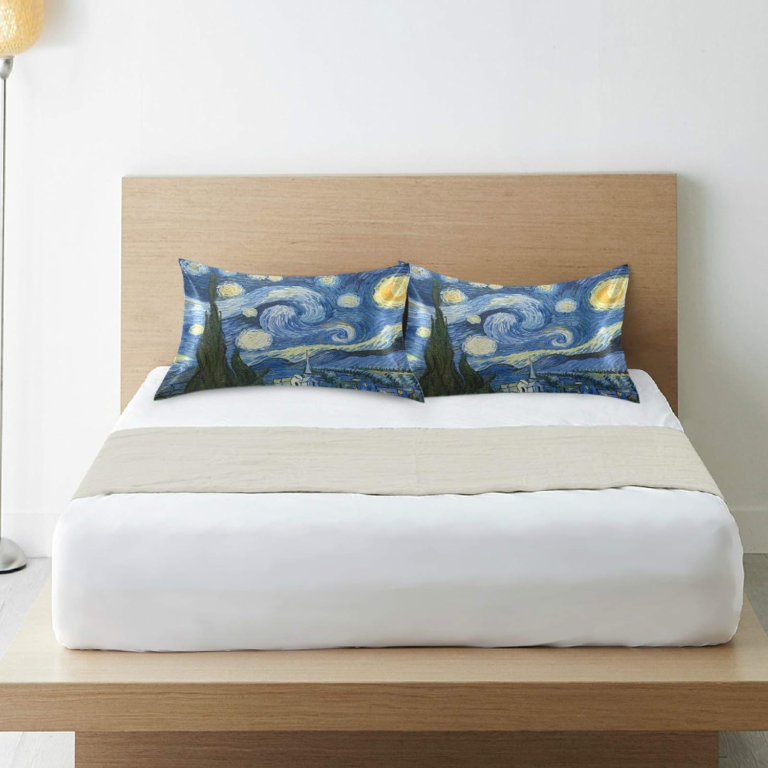 Blueangle Van Gogh The Starry Night Art Satin Pillowcase for Hair and Skin Silk Pillowcase, King Size(20x40 inches) - Satin Pillow Covers…