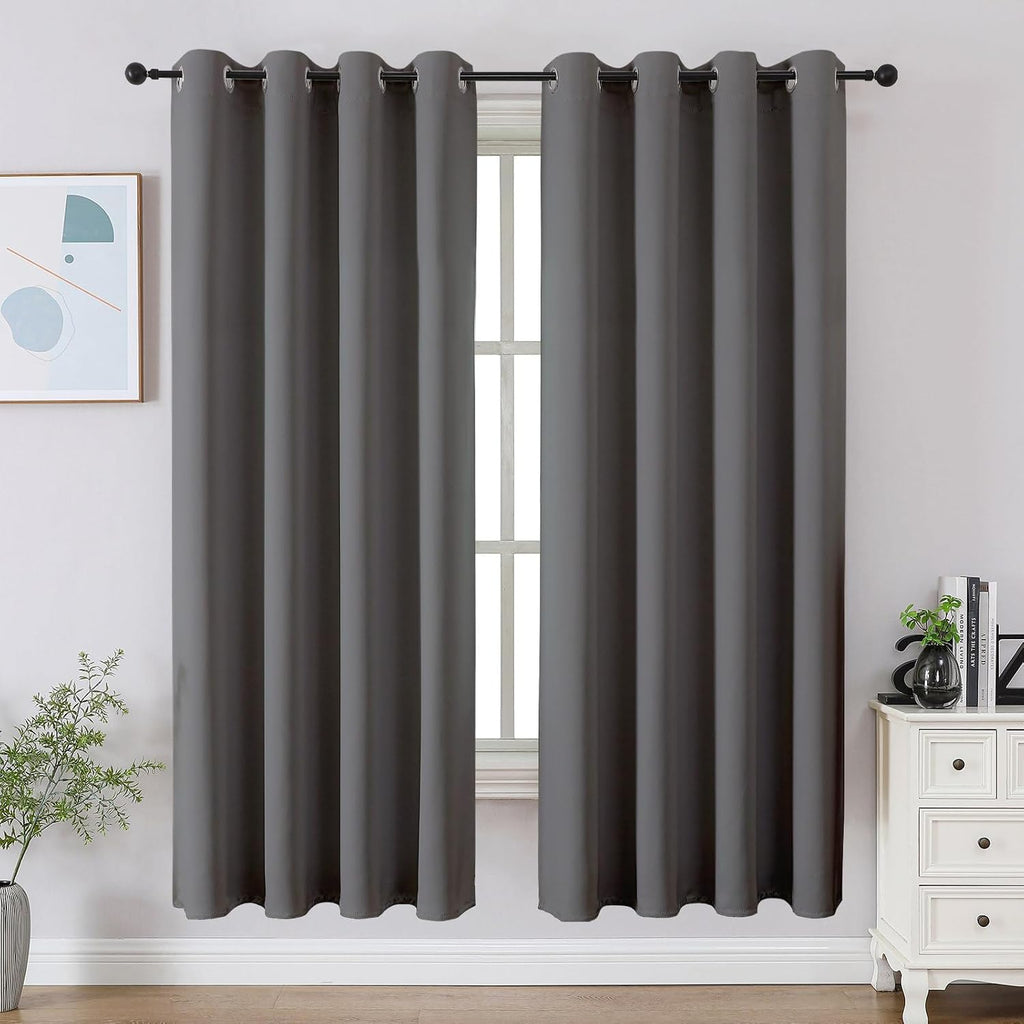 Cucraf Light Grey Blackout Curtains 63 inch Length 2 Panels Set, Room Darkening Drapes for Living Room Bedroom, Thermal Insulated Light Blo…