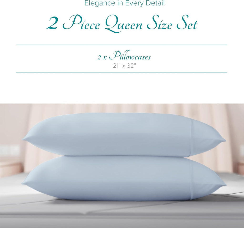 Carressa Linen 100% Egyptian Cotton Standard/Queen Size Pillow Cases Set of 2-800 Series Tulips Collection Queen Pillow Cover for…