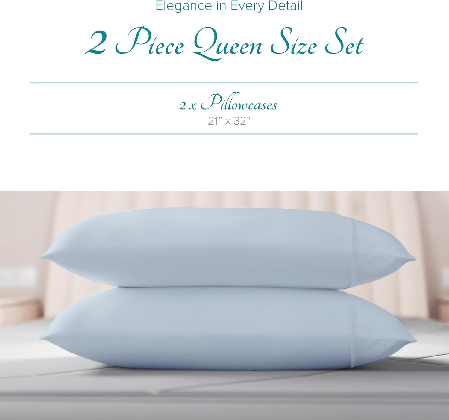 Carressa Linen 100% Egyptian Cotton Standard/Queen Size Pillow Cases Set of 2-800 Series Tulips Collection Queen Pillow Cover for…