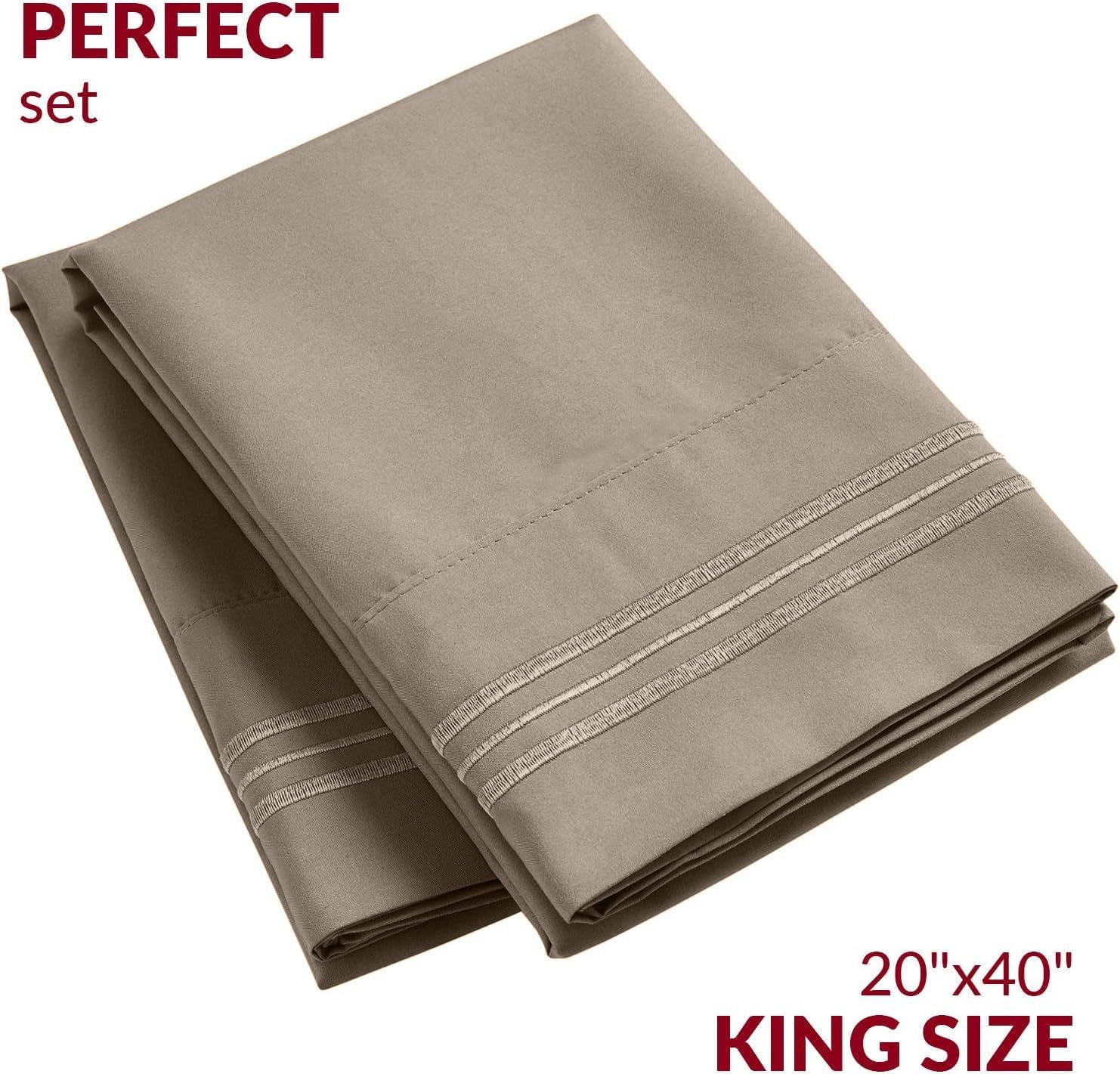 Mellanni Pillow Cases - Luxury, Extra Soft, Cooling Pillow Covers - 2 PC Iconic Collection Pillowcases - Envelope Closure (King 20"x40", Ta…