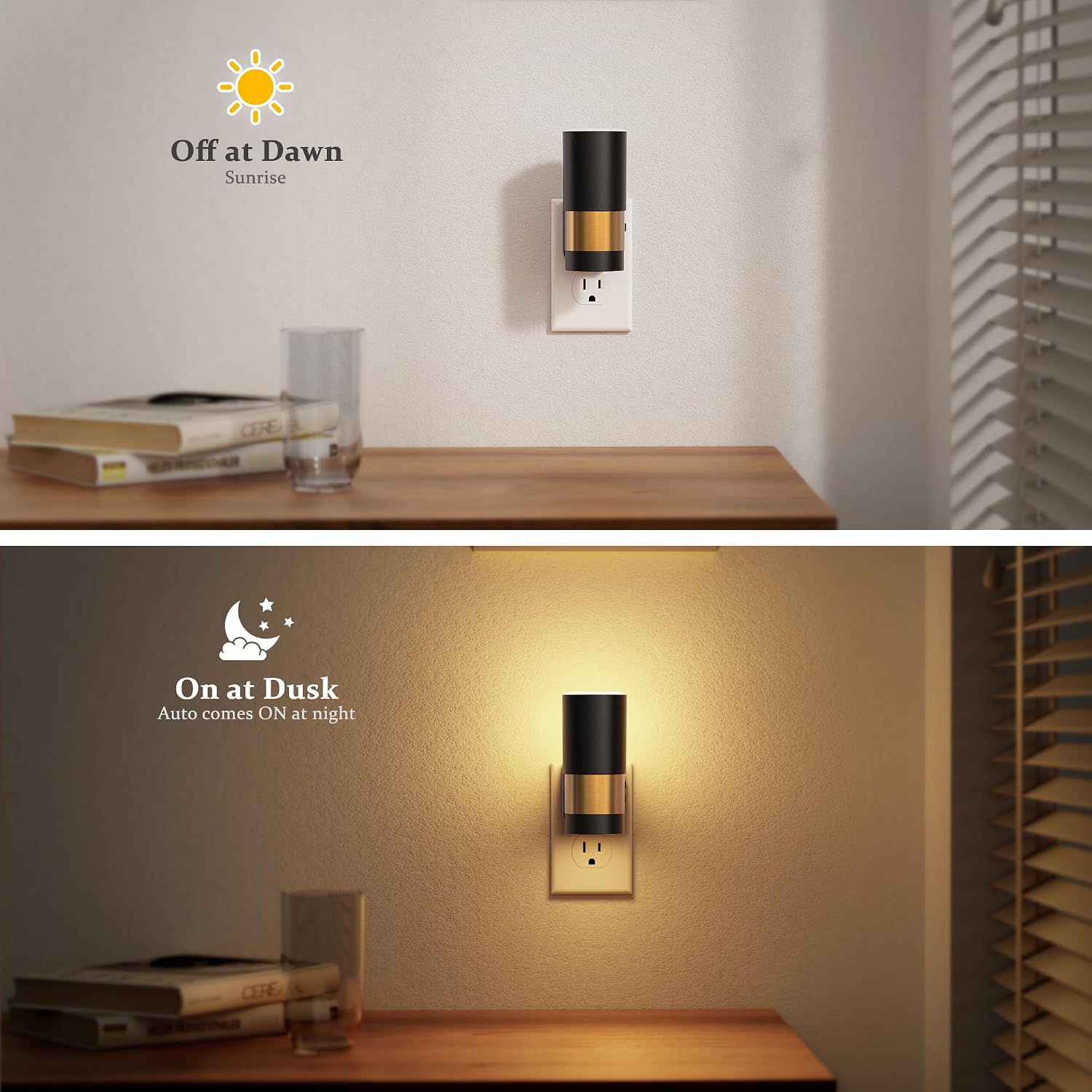 JandCase Plug in Night Light, Rotating Night Light with 3 Colors, 3000K/5000K/Amber, Dimmable Night Lights with Dusk to Dawn Sensor…