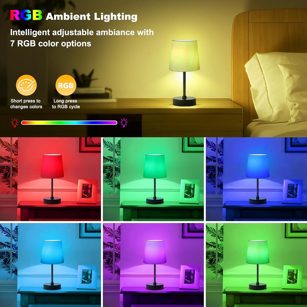 Wowag Small Cordless Table Lamp,5000mAh Rechargeable Battery Operated Desk Lamp,3 Colors & 7 RGB Stepless Dimmable, Portable Touch…