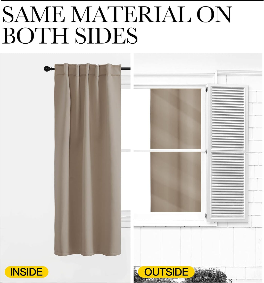 NICETOWN Window Treatment Blackout Curtains and Draperies - (Taupe Color) 42x40 inch, 2 Panels, Room Darkening Blackout Panel Drapes for…