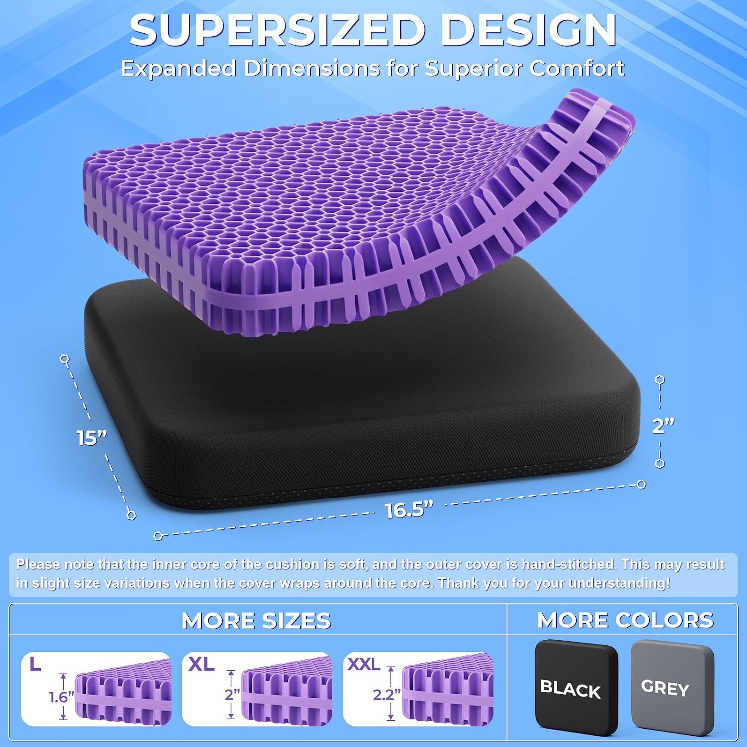 TushGuardSeatCushonsPillows TushGuard Gel Seat Cushion for Long Sitting, Enlarged & Thickened Patent Design, Breathable Cooling for Office…