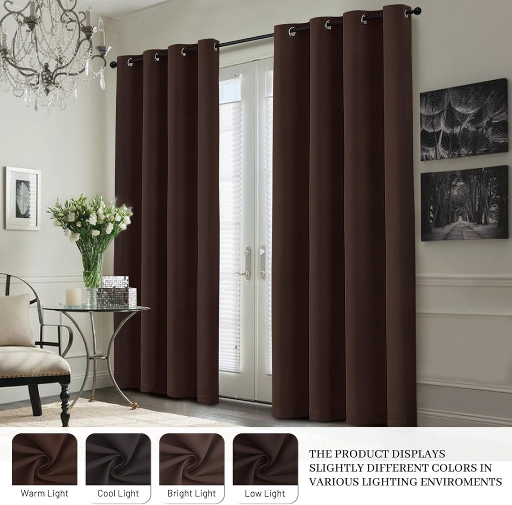 Yakamok 100% Blackout Curtain Panels 63 inches Cold and Light Blocking Drapes for Nursery, 2 Thick Layers Thermal Insulated Draperies (2 Pi…