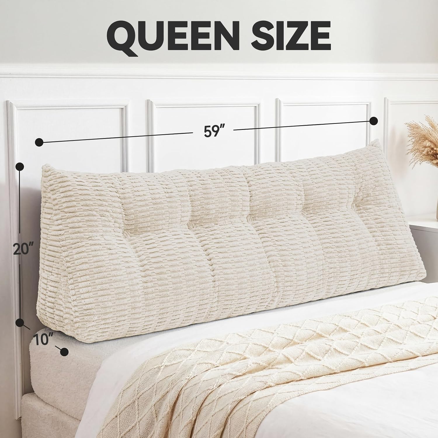 Luisof Wedge Pillow Headboard Queen Triangular Bed Wedge Pillow for Headboard, Head Board Backrest Pillow for Bed Sofa Daybed Pillows for S…