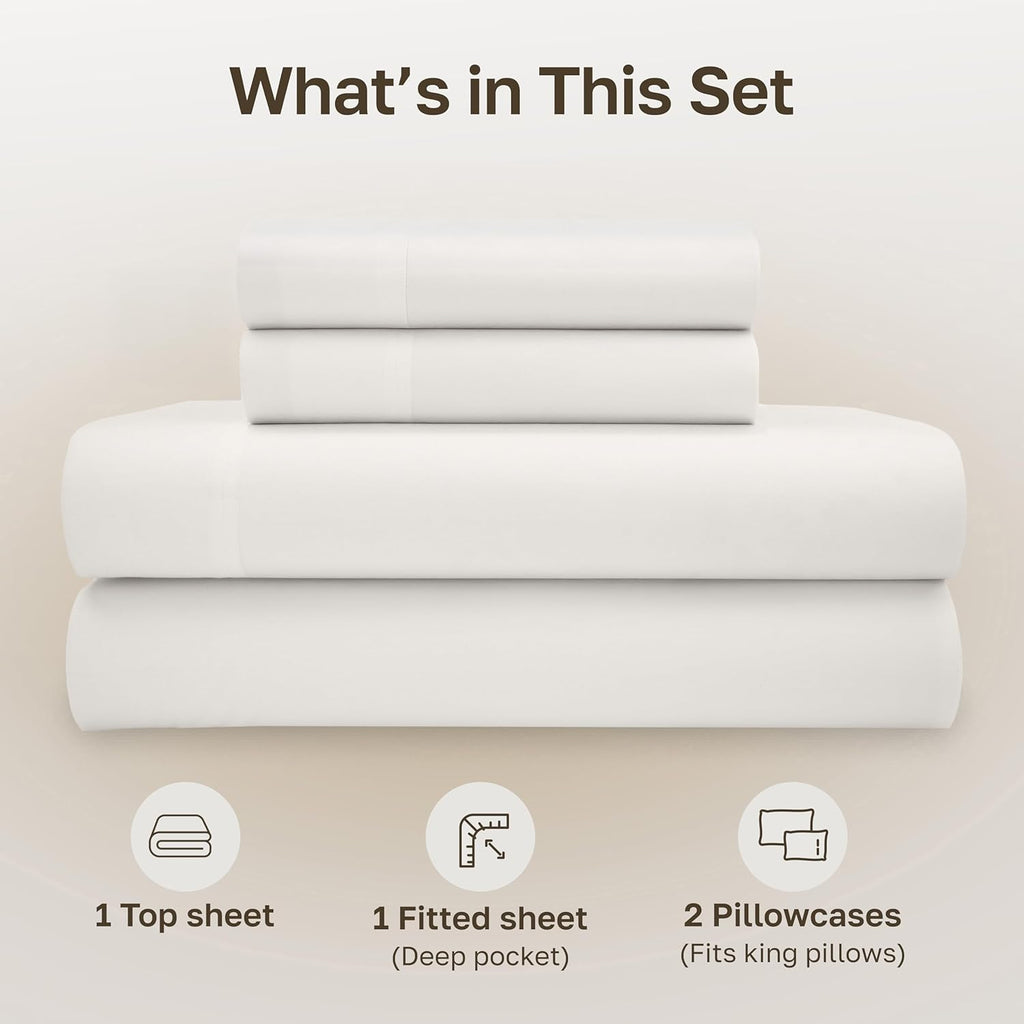CaliforniaDesignDen California Design Den Cal King Sheet Set - Soft 100% Organic Cotton Percale Sheets with Deep Pockets, Crisp, Breathable…