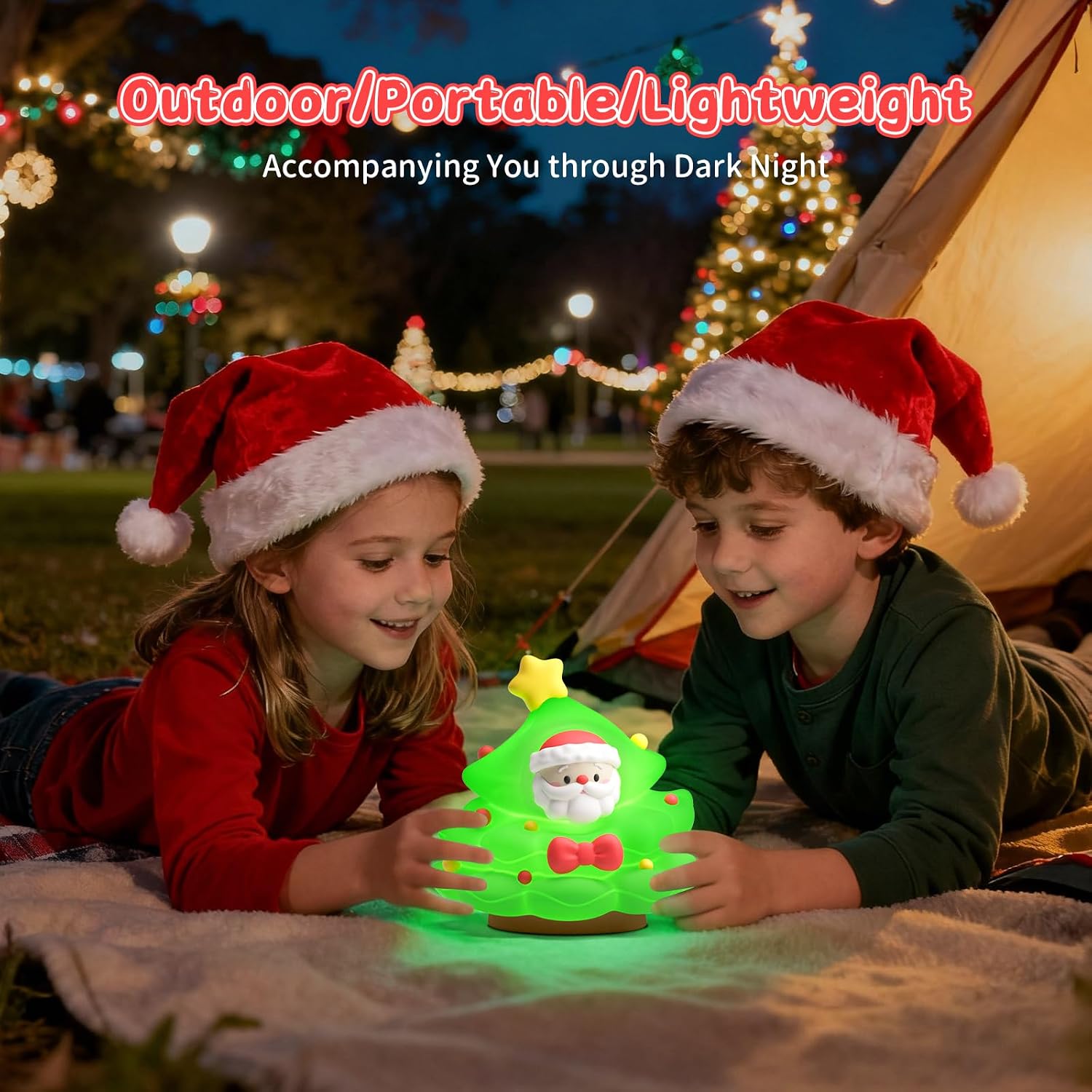 Christmas Tree Night Light, Touch Control LED Lamp, Silicone Green with Yellow Star, USB Rechargeable, 3 Brightness with Auto-Off…