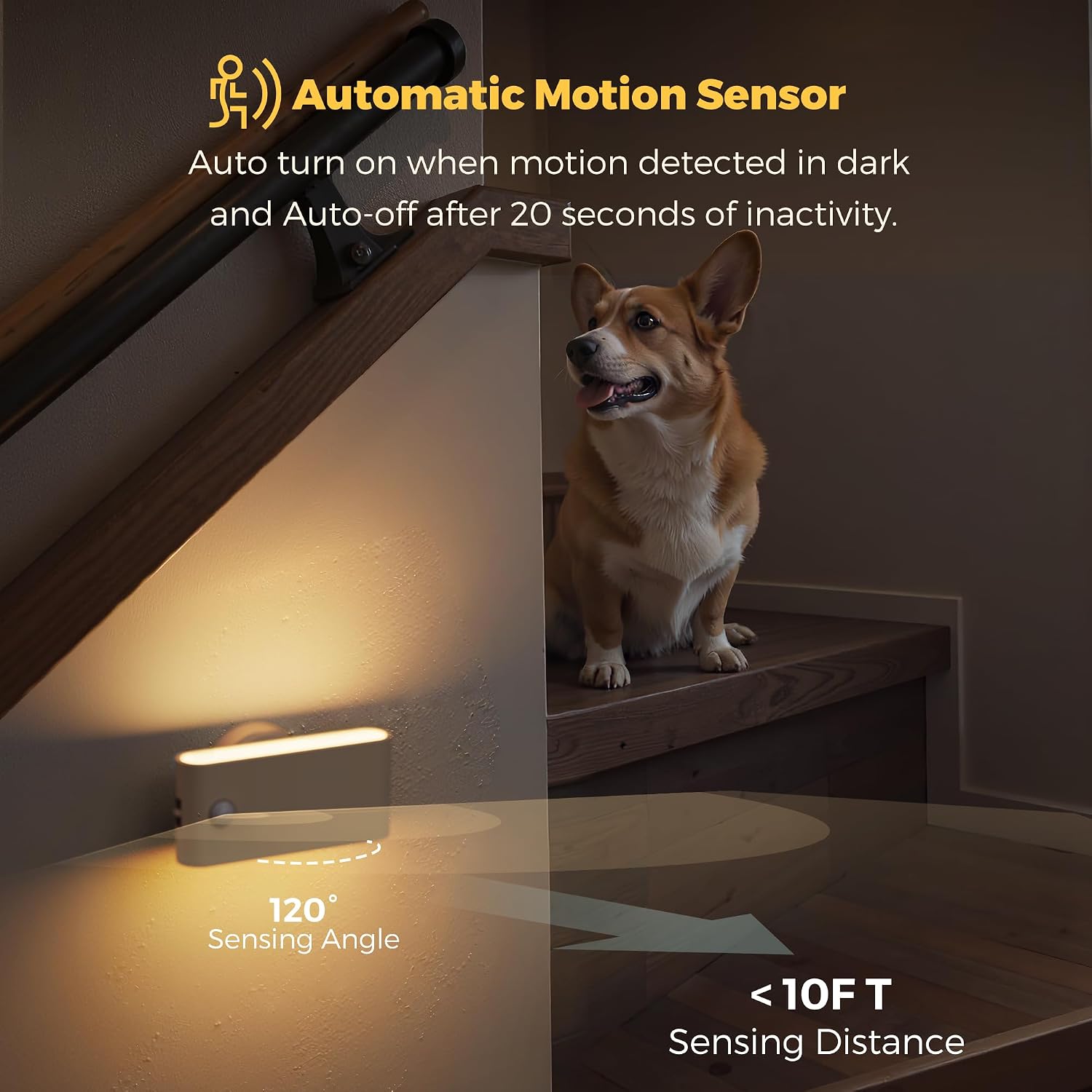 L LOHAS LED Motion Sensor Night Light, Rechargeable Stair Lights Indoor, Portable Warm White Motion Sensor Light Indoor, Battery Operated…