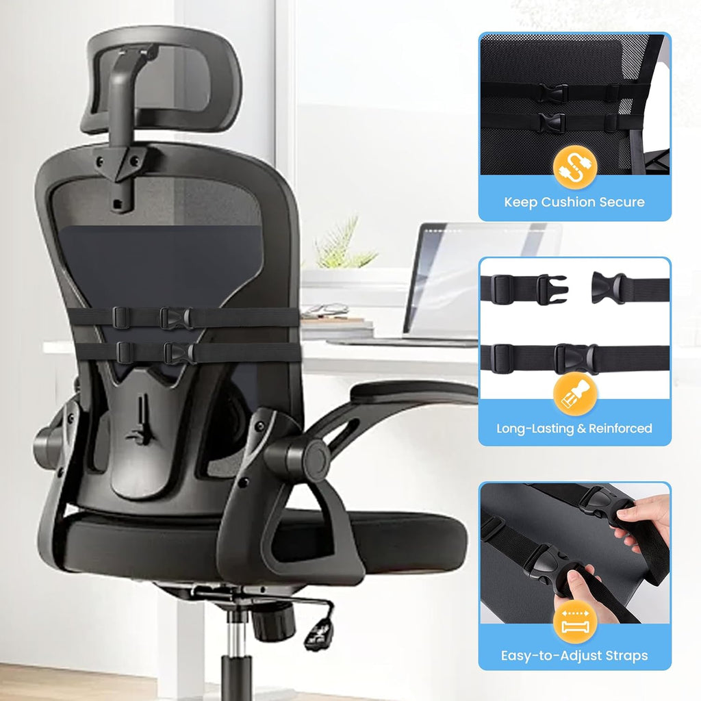 SweetSlubr Lumbar Support Pillow for Office Chair, Car Seats and Home Desks, Ergonomic Back Support with Double Adjustable Straps…