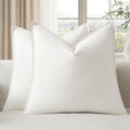EMEMA Decorative Linen Throw Pillow Covers 18x18 Inch Cream Boho Farmhouse Neutral Couch Throw Pillows for Bed Pack of 2 Accent…