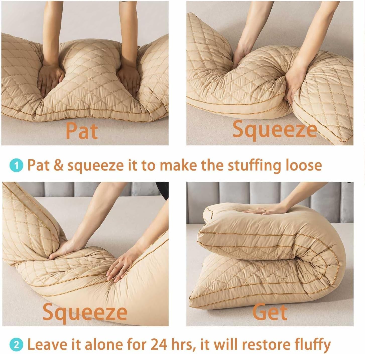 WhatsBedding Memory Foam Body Pillow for Adults, Long Pillow for Sleeping, Full Body Pillow for Bed - Dark Beige Quilted