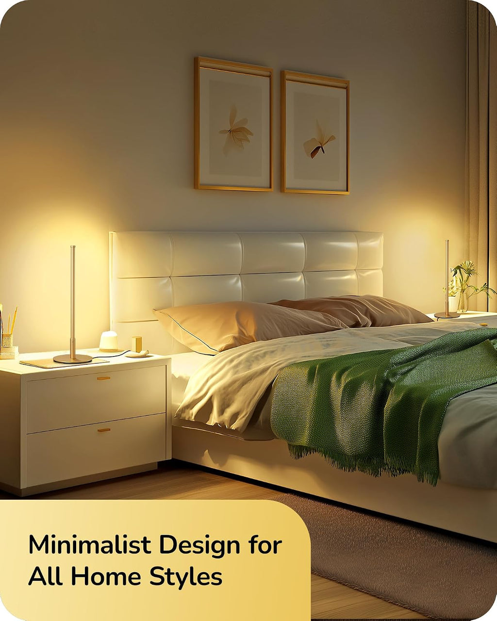 Edishine Upgraded LED Table Lamp Set of 2, Stepless Dimmable Bedside Lamps with Metal Finish & 3 Color Temperature, 6W Modern Desk Lamps, G…