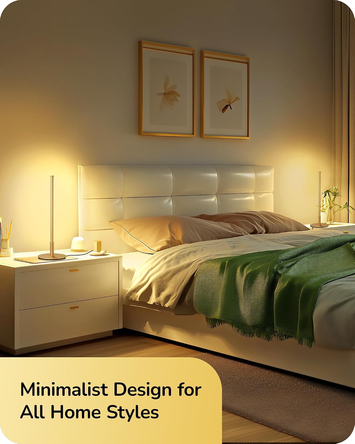 Edishine Upgraded LED Table Lamp Set of 2, Stepless Dimmable Bedside Lamps with Metal Finish & 3 Color Temperature, 6W Modern Desk Lamps, G…
