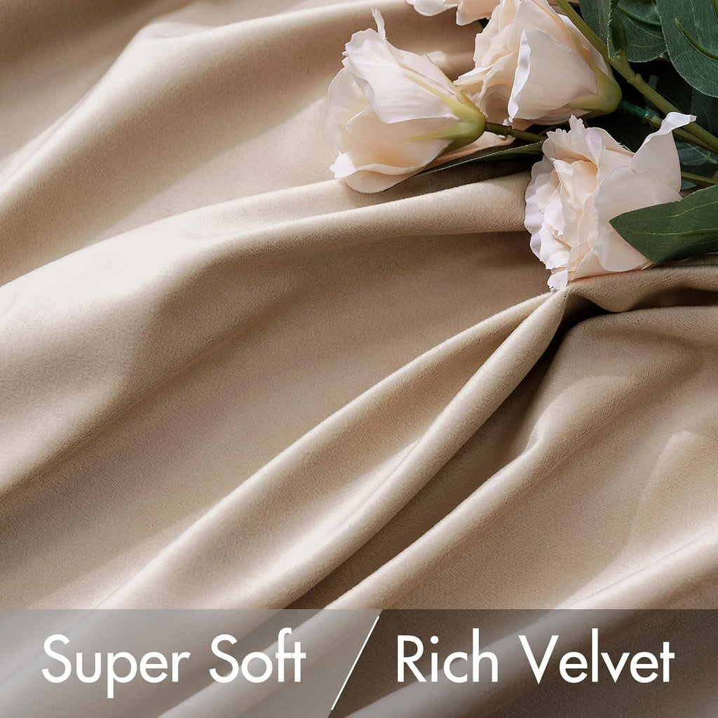 Miulee Velvet Curtains 90 inches 2 Panels - Luxury Blackout Curtains for Bedroom Living Room Thermal Insulated Super Soft Window Drapes Rod…