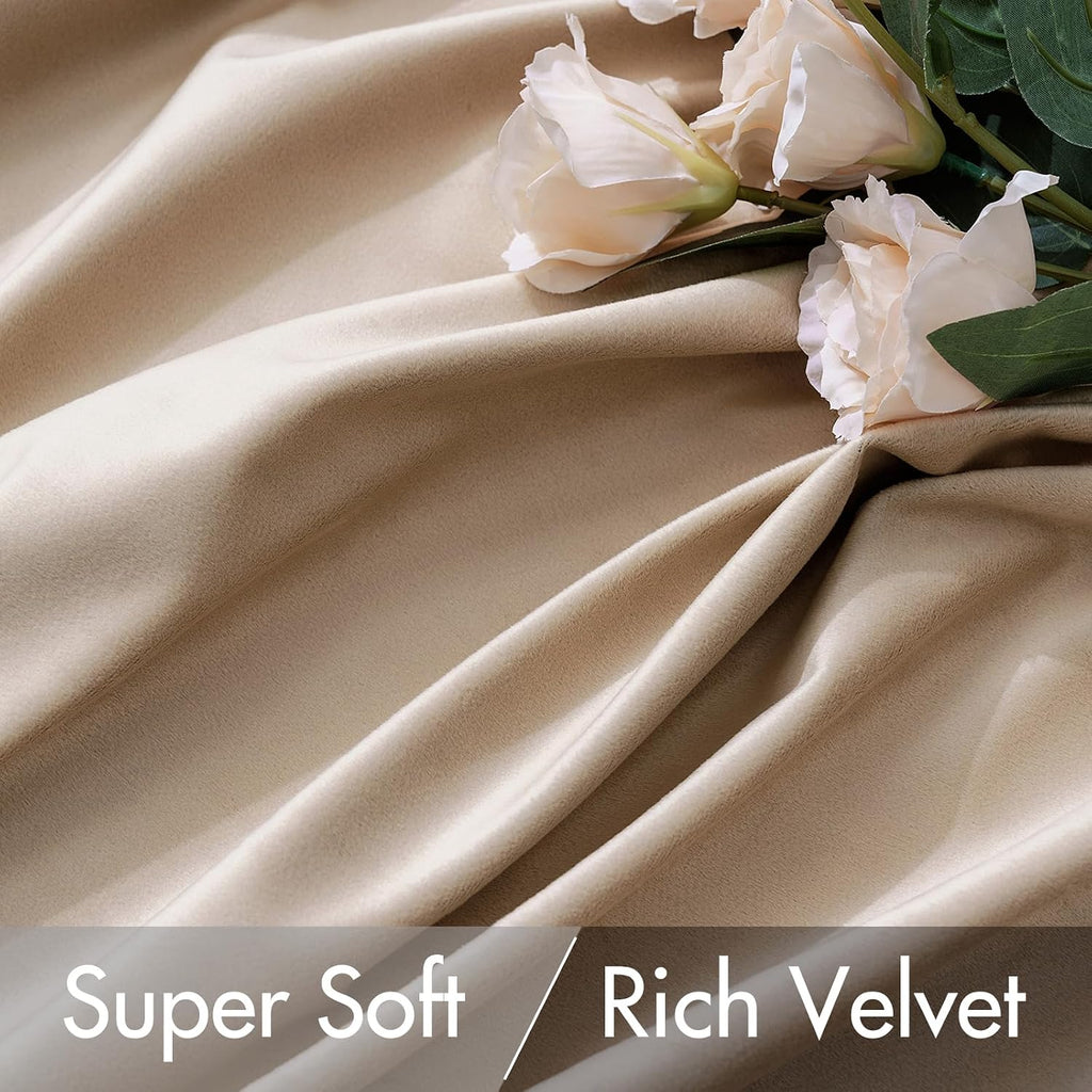 Miulee Velvet Curtains 63 inch Length 2 Panels - Luxury Blackout Curtains for Bedroom Living Room Thermal Insulated Super Soft Window Drape…